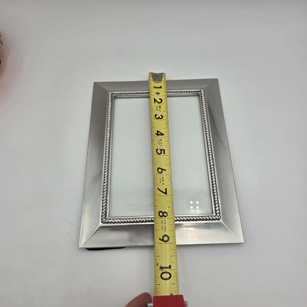 Vintage Ornate Metal Silver‑Tone Velvet in the back  Picture Frame 7.5